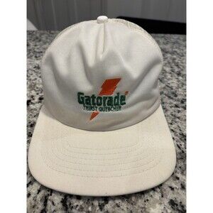 VTG RARE Gatorade Thirst Quencher Made In The USA White Snapback Hat Trucker
